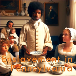 AI Image Slavery Header 4 Image of a young Black man serving a wealthy white family. Image generated with the assistance of AI.